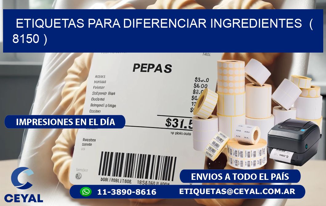 ETIQUETAS PARA DIFERENCIAR INGREDIENTES  ( 8150 )