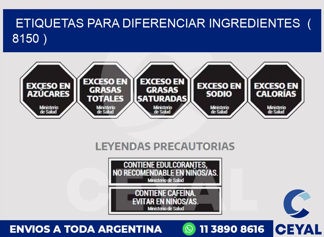 ETIQUETAS PARA DIFERENCIAR INGREDIENTES ( 8150 )