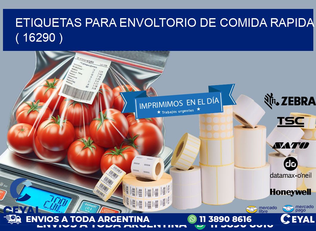 ETIQUETAS PARA ENVOLTORIO DE COMIDA RAPIDA  ( 16290 )