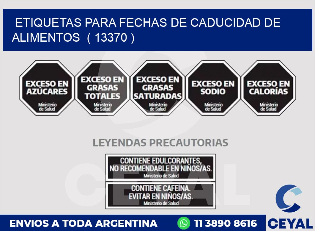 ETIQUETAS PARA FECHAS DE CADUCIDAD DE ALIMENTOS  ( 13370 )
