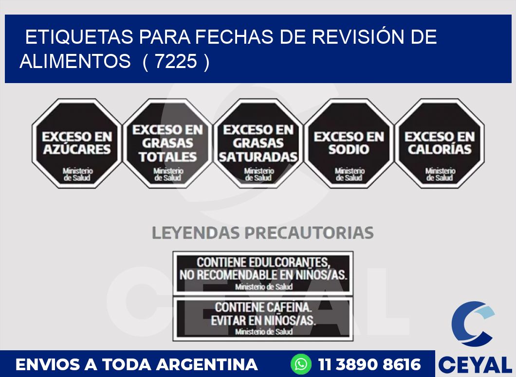 ETIQUETAS PARA FECHAS DE REVISIÓN DE ALIMENTOS  ( 7225 )
