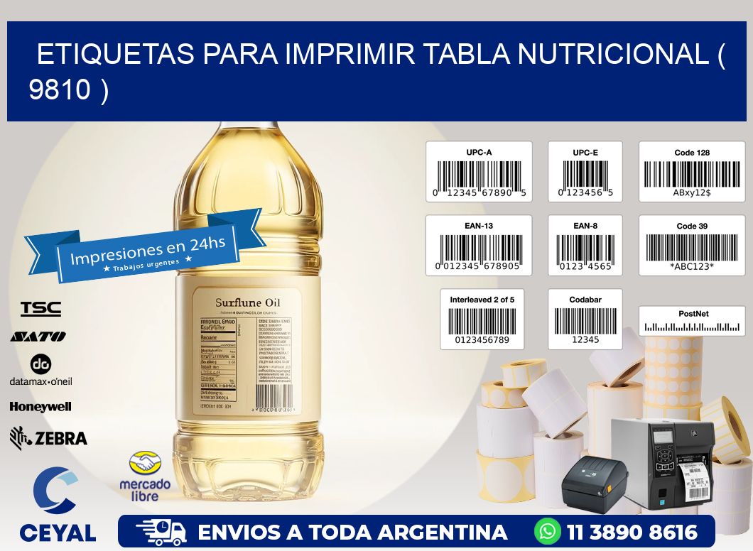 ETIQUETAS PARA IMPRIMIR TABLA NUTRICIONAL ( 9810 )