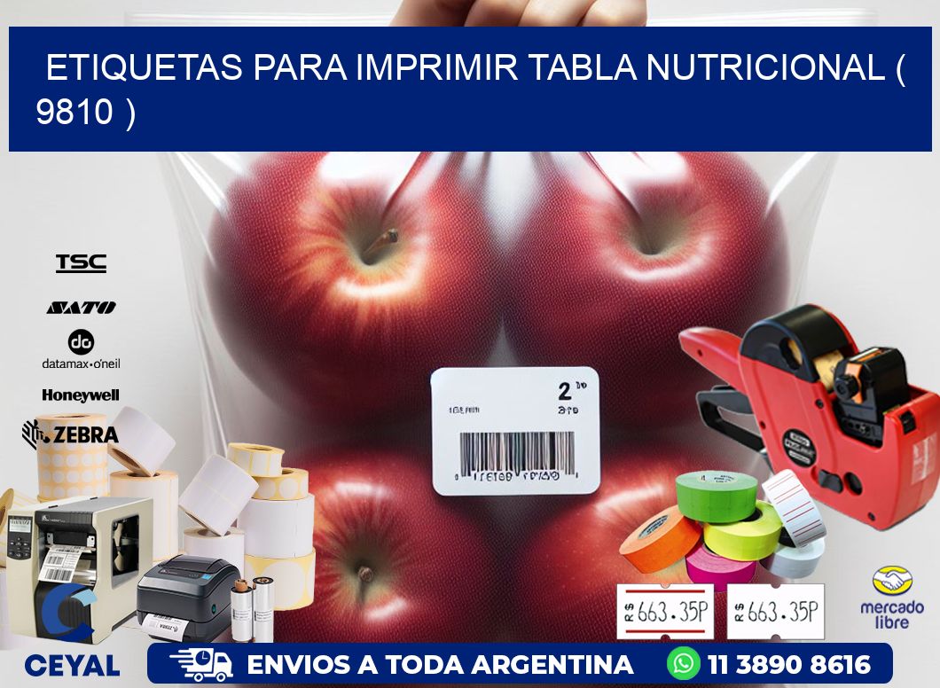 ETIQUETAS PARA IMPRIMIR TABLA NUTRICIONAL ( 9810 )