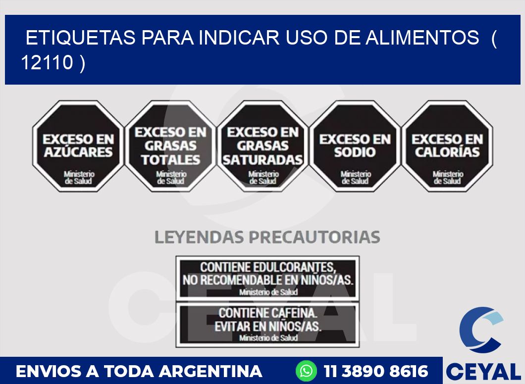 ETIQUETAS PARA INDICAR USO DE ALIMENTOS  ( 12110 )