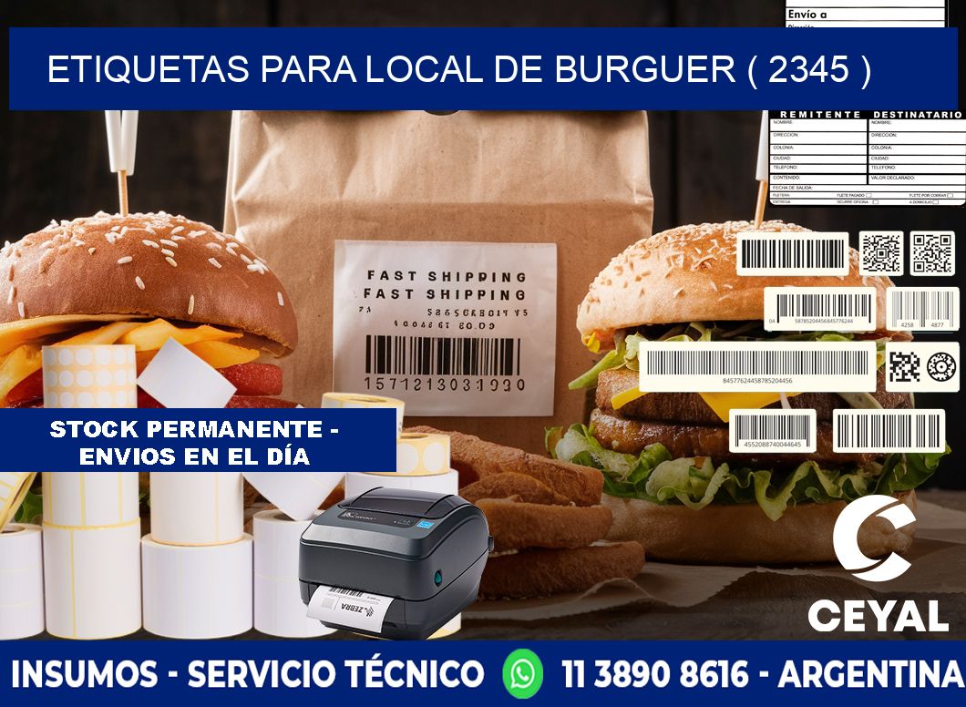 ETIQUETAS PARA LOCAL DE BURGUER ( 2345 )