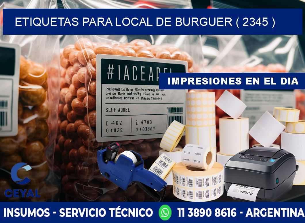 ETIQUETAS PARA LOCAL DE BURGUER ( 2345 )