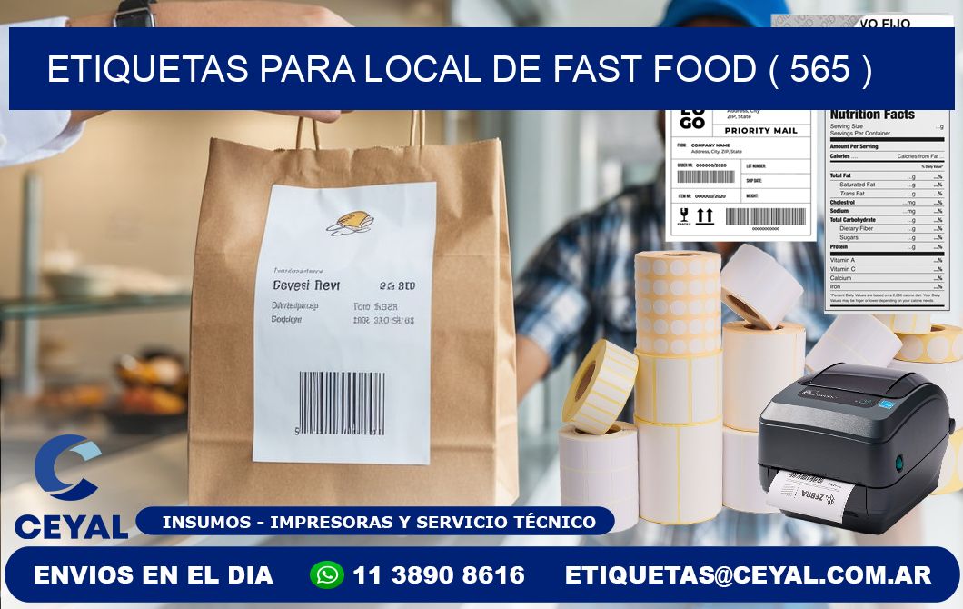 ETIQUETAS PARA LOCAL DE FAST FOOD ( 565 )