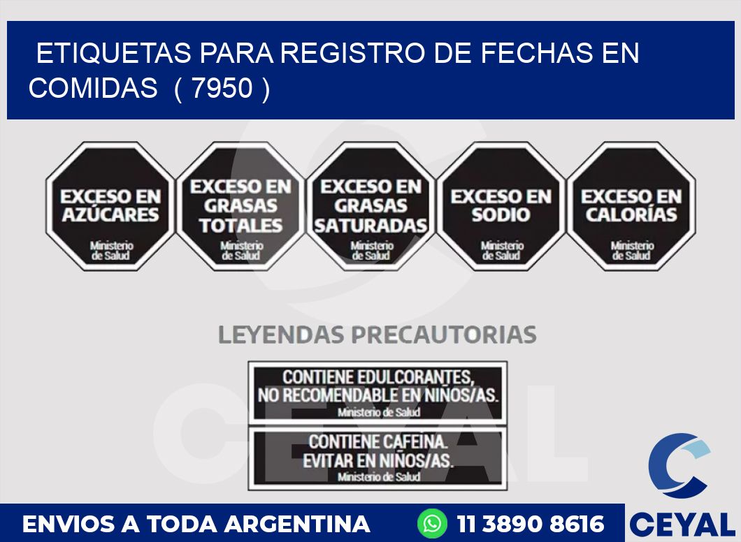 ETIQUETAS PARA REGISTRO DE FECHAS EN COMIDAS  ( 7950 )