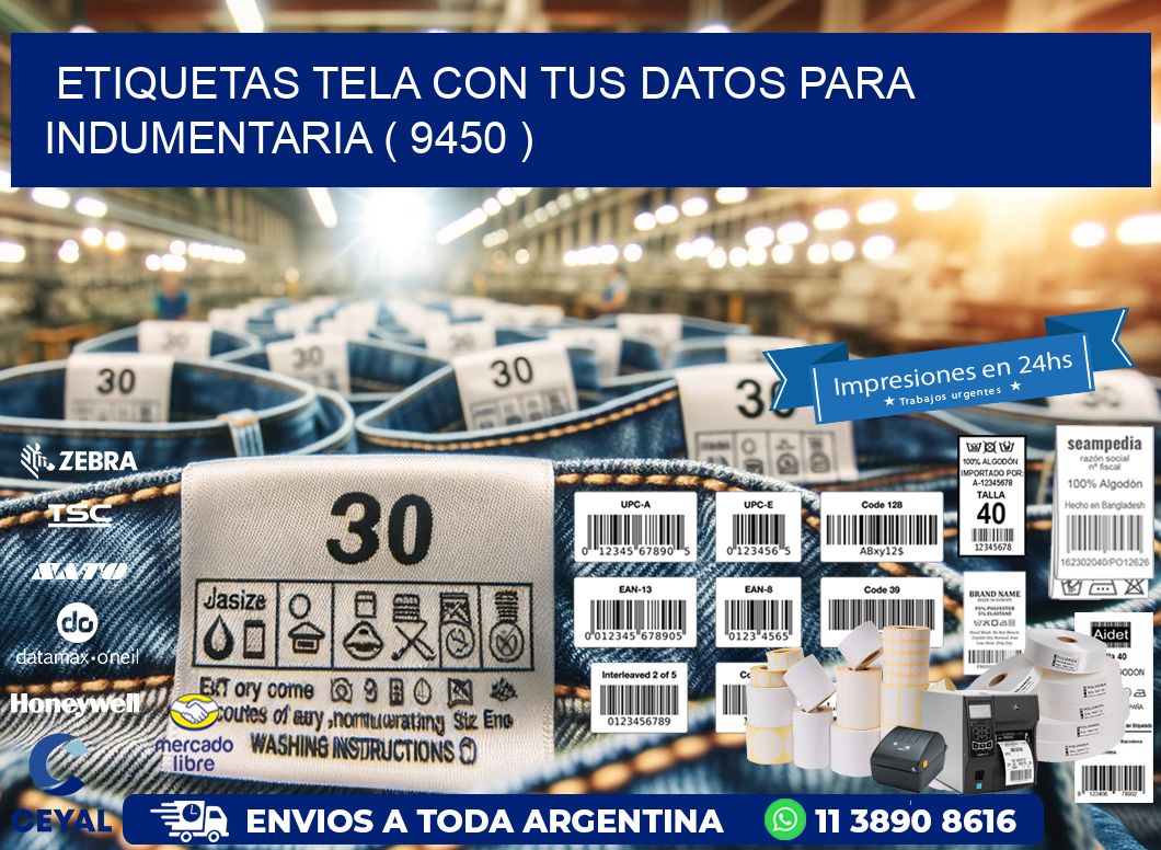 ETIQUETAS TELA CON TUS DATOS PARA INDUMENTARIA ( 9450 )
