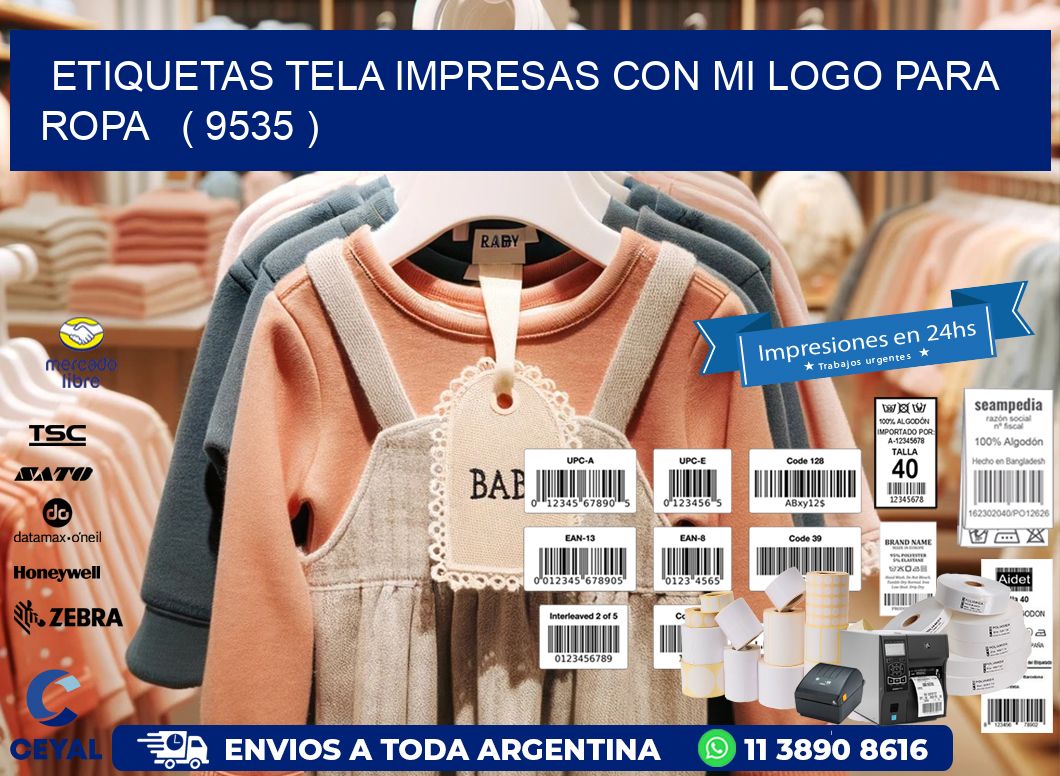 ETIQUETAS TELA IMPRESAS CON MI LOGO PARA ROPA   ( 9535 )