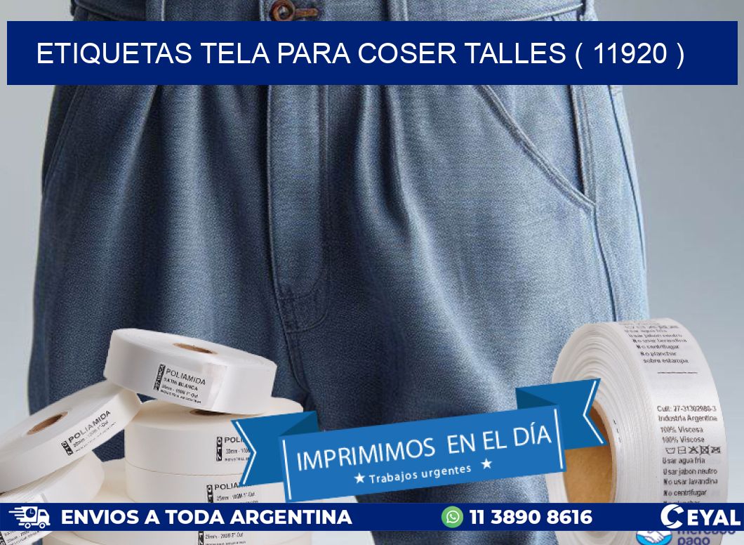 ETIQUETAS TELA PARA COSER TALLES ( 11920 )