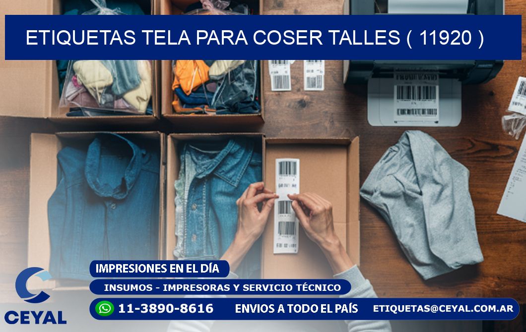 ETIQUETAS TELA PARA COSER TALLES ( 11920 )