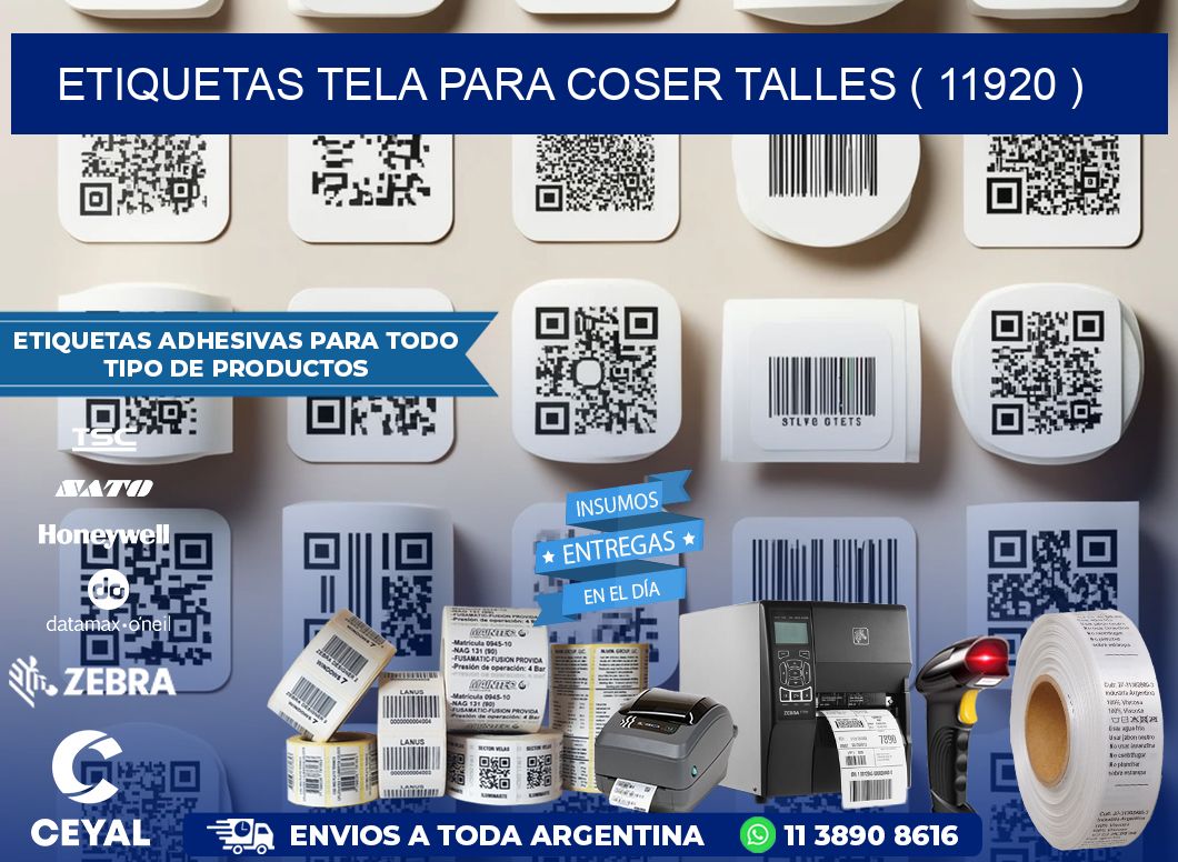 ETIQUETAS TELA PARA COSER TALLES ( 11920 )