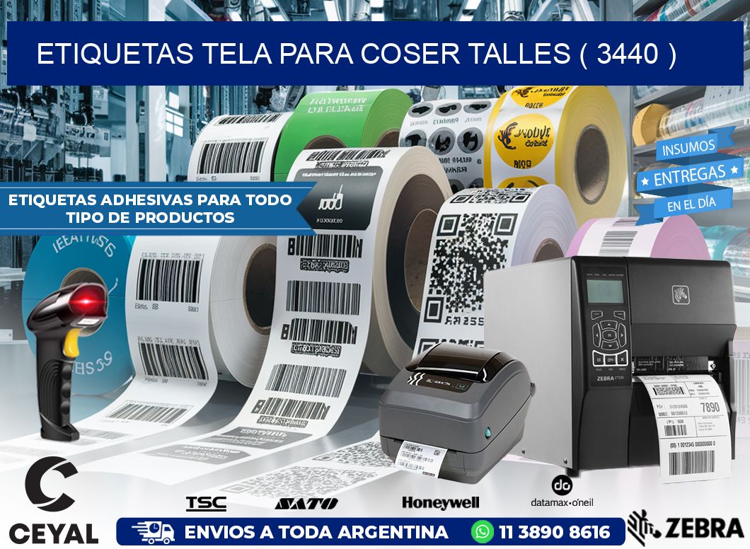 ETIQUETAS TELA PARA COSER TALLES ( 3440 )