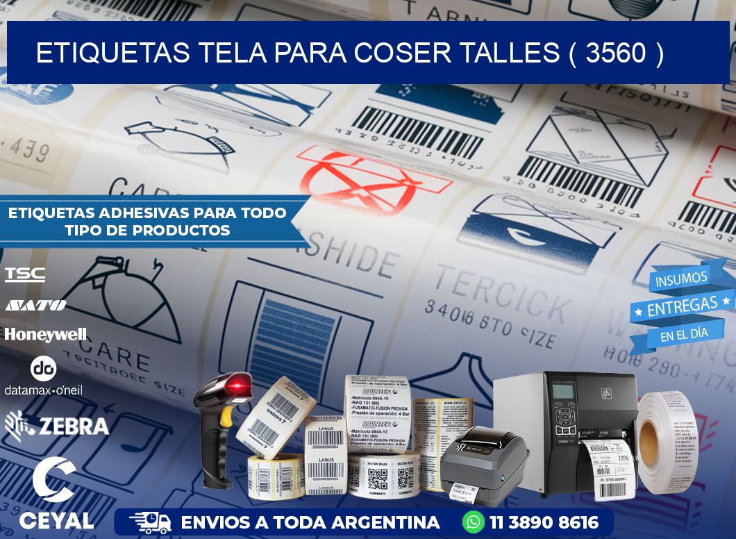 ETIQUETAS TELA PARA COSER TALLES ( 3560 )