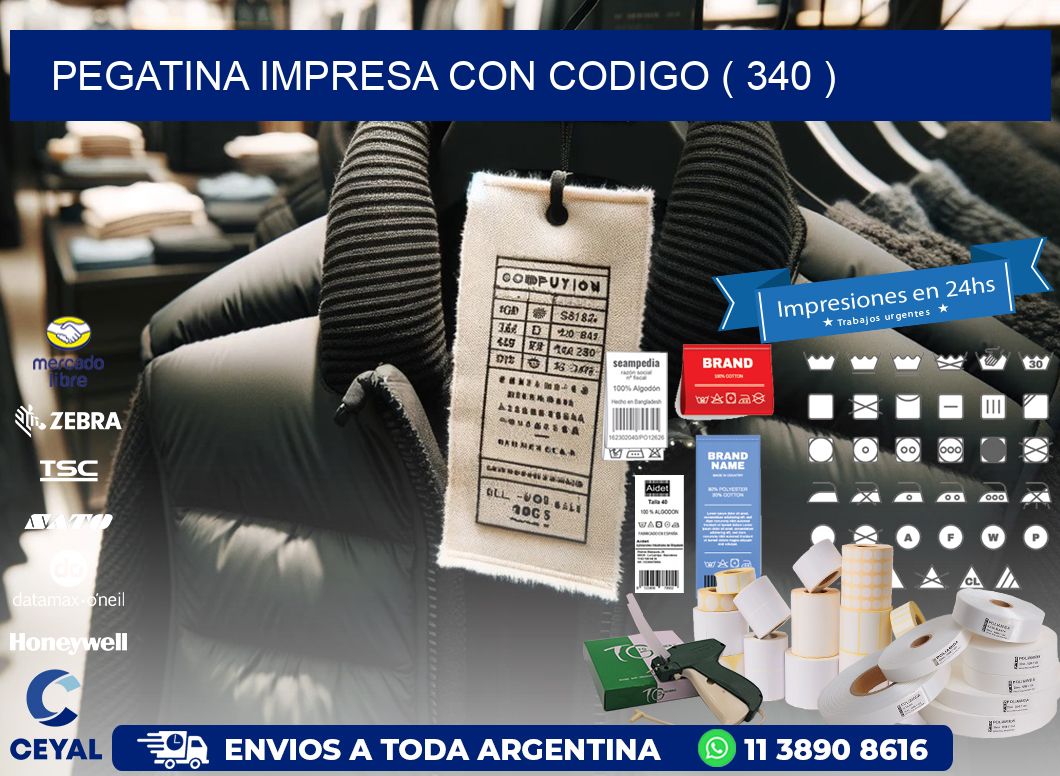 PEGATINA IMPRESA CON CODIGO ( 340 )