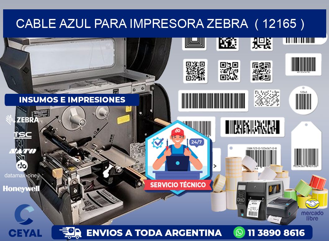 cable azul para impresora zebra  ( 12165 )