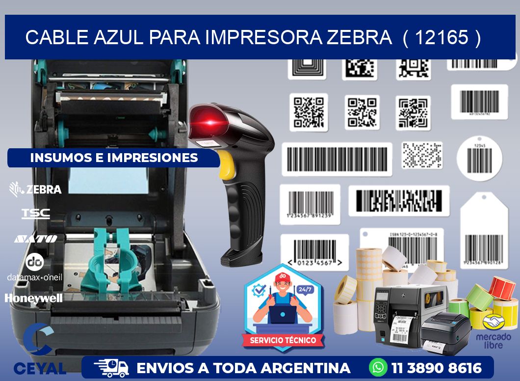 cable azul para impresora zebra  ( 12165 )