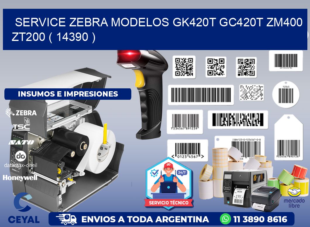 service zebra MODELOS GK420T GC420T ZM400 ZT200 ( 14390 )