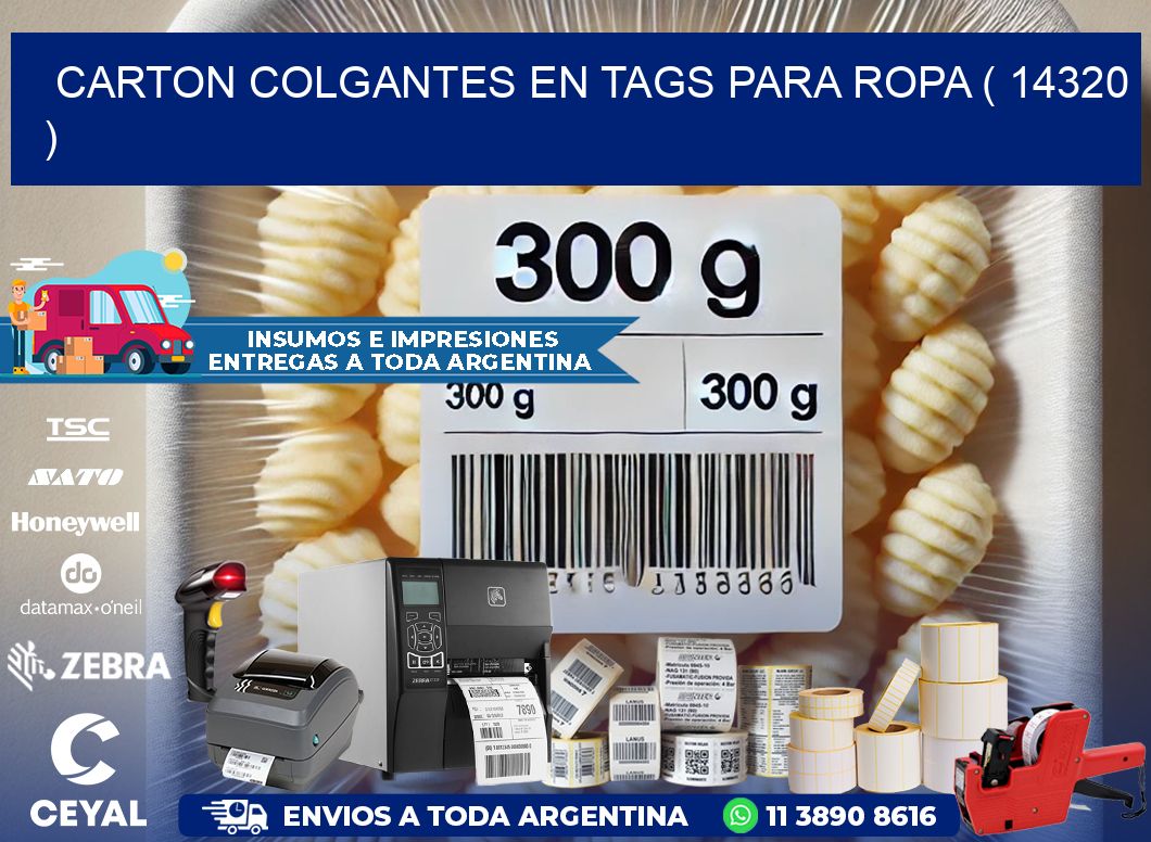 CARTON COLGANTES EN TAGS PARA ROPA ( 14320 )