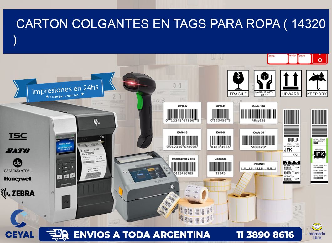 CARTON COLGANTES EN TAGS PARA ROPA ( 14320 )