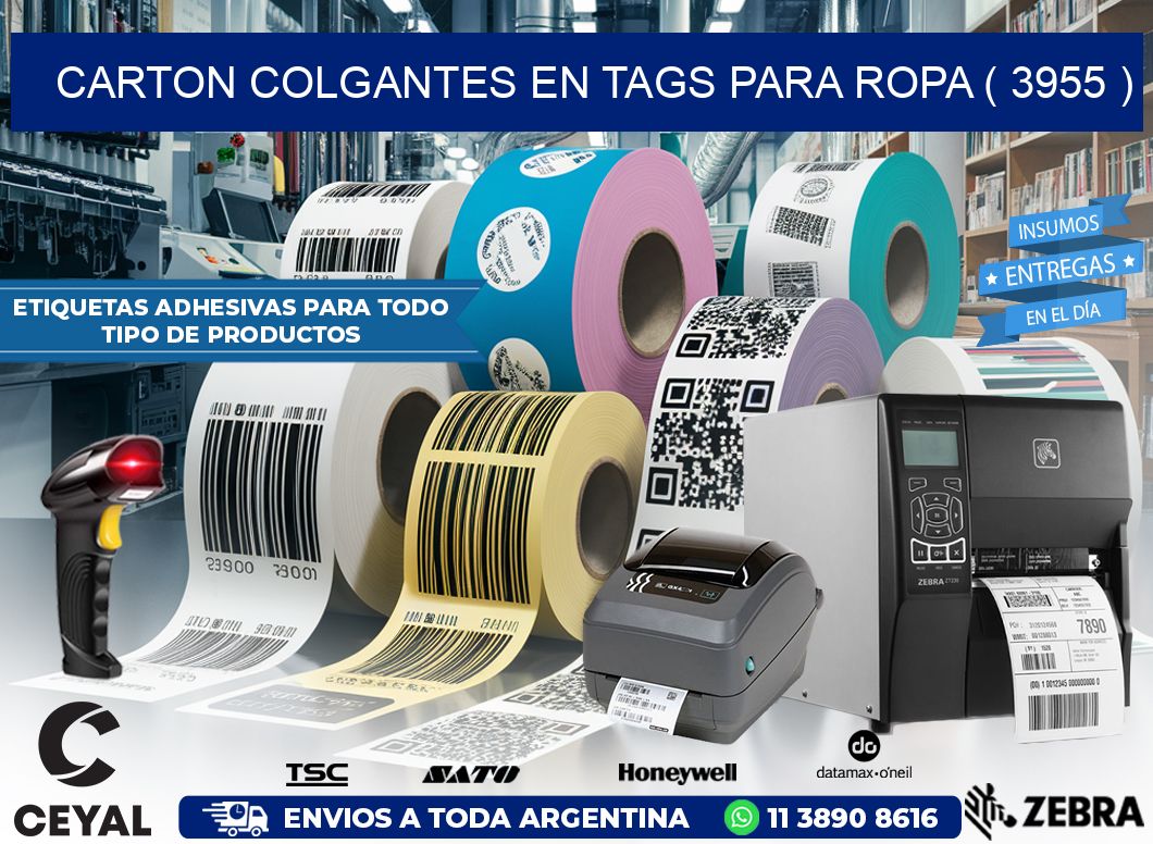 CARTON COLGANTES EN TAGS PARA ROPA ( 3955 )