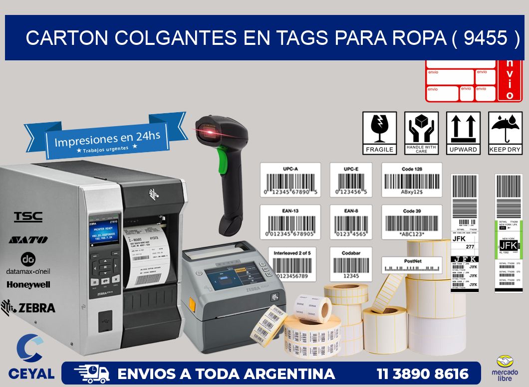 CARTON COLGANTES EN TAGS PARA ROPA ( 9455 )