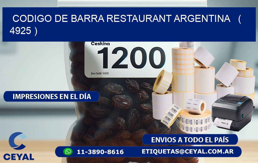 CODIGO DE BARRA RESTAURANT ARGENTINA   ( 4925 )