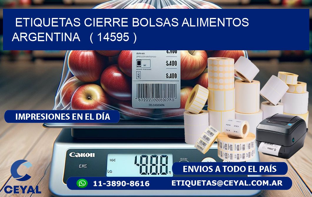 ETIQUETAS CIERRE BOLSAS ALIMENTOS ARGENTINA   ( 14595 )