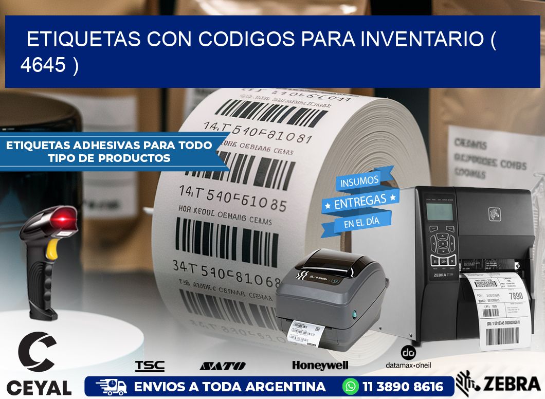 ETIQUETAS CON CODIGOS PARA INVENTARIO ( 4645 )