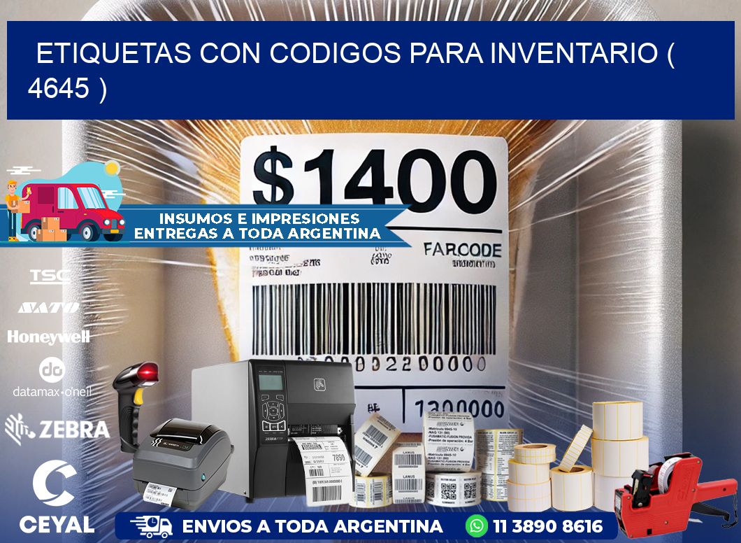 ETIQUETAS CON CODIGOS PARA INVENTARIO ( 4645 )