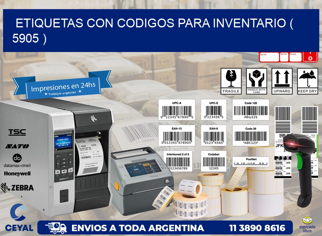 ETIQUETAS CON CODIGOS PARA INVENTARIO ( 5905 )