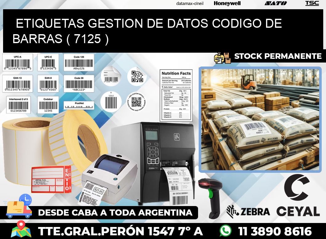 ETIQUETAS GESTION DE DATOS CODIGO DE BARRAS ( 7125 )