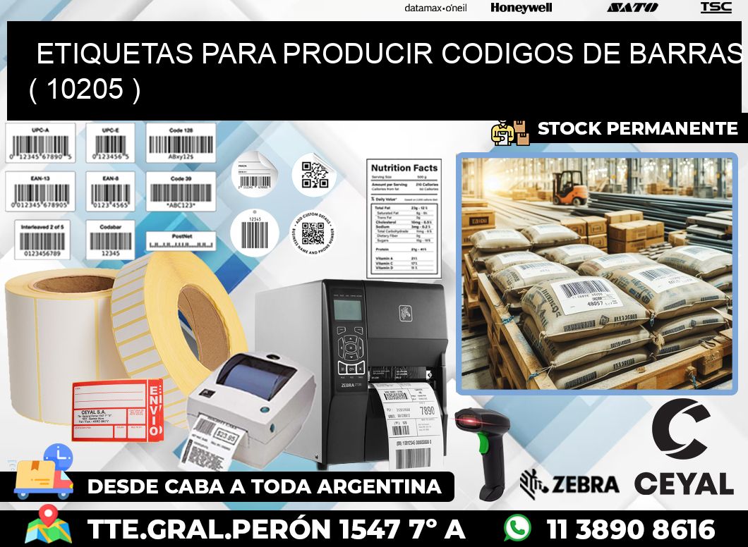 ETIQUETAS PARA PRODUCIR CODIGOS DE BARRAS ( 10205 )