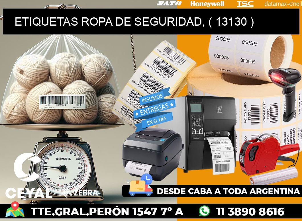 ETIQUETAS ROPA DE SEGURIDAD, ( 13130 )