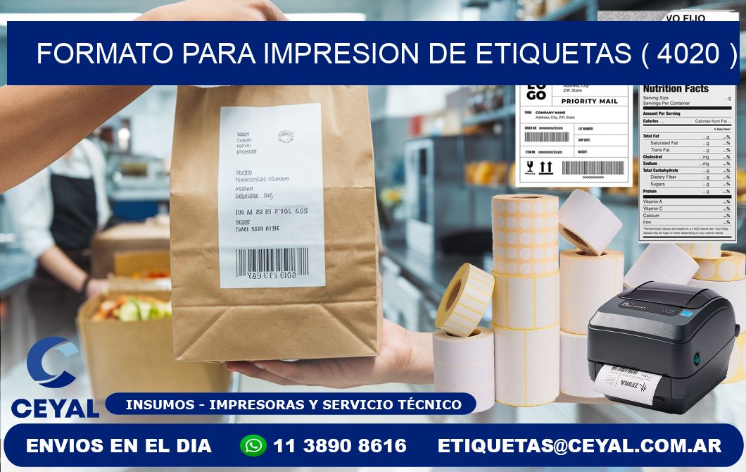 FORMATO PARA IMPRESION DE ETIQUETAS ( 4020 )