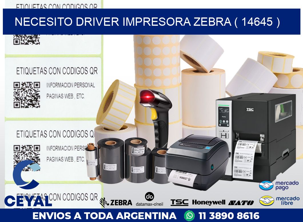 NECESITO DRIVER IMPRESORA ZEBRA ( 14645 )