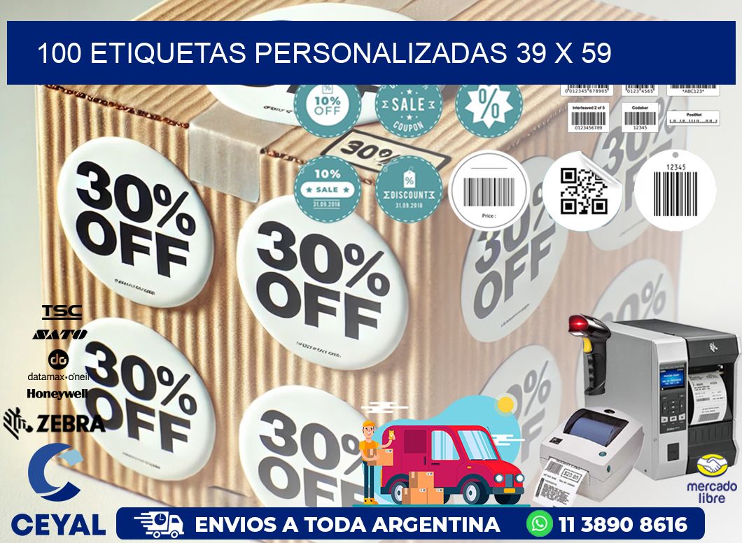 100 ETIQUETAS PERSONALIZADAS 39 x 59