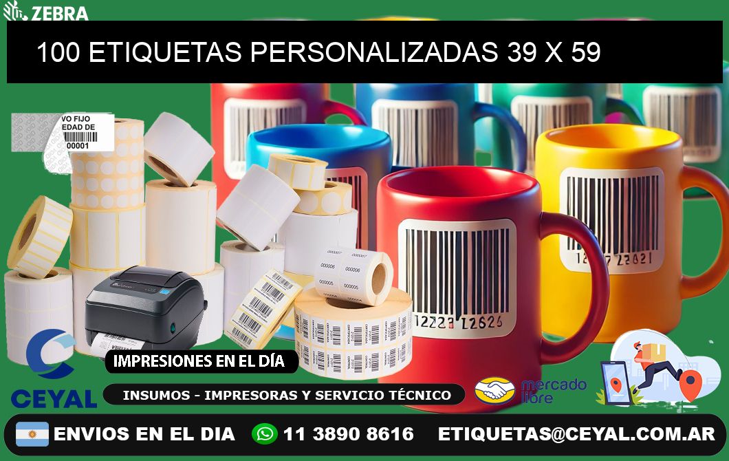 100 ETIQUETAS PERSONALIZADAS 39 x 59