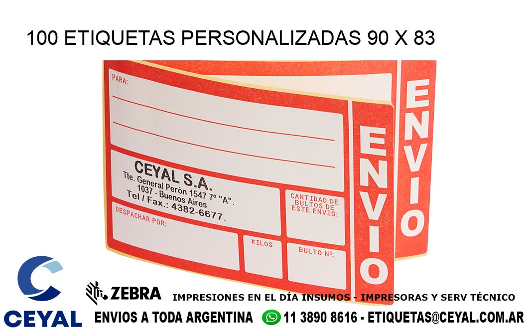 100 ETIQUETAS PERSONALIZADAS 90 x 83