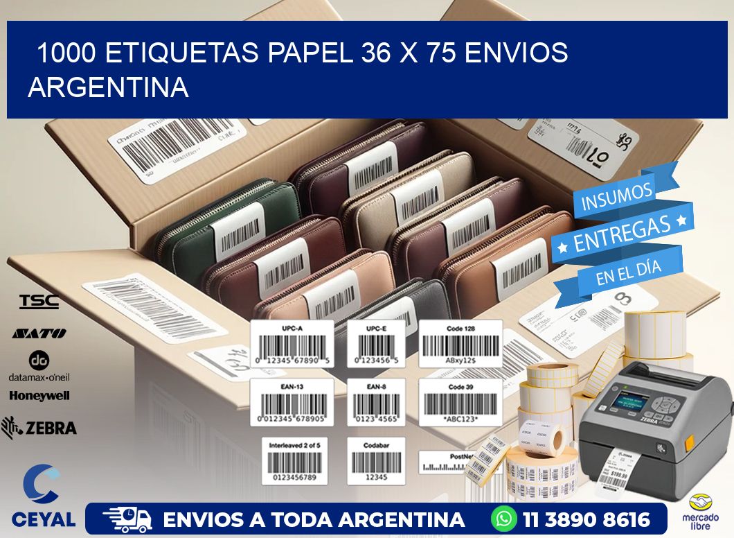 1000 ETIQUETAS PAPEL 36 x 75 ENVIOS ARGENTINA