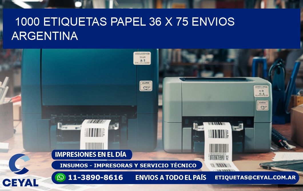 1000 ETIQUETAS PAPEL 36 x 75 ENVIOS ARGENTINA