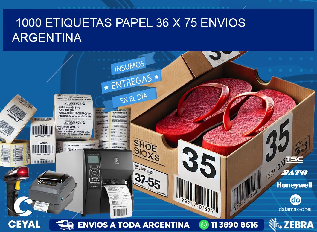 1000 ETIQUETAS PAPEL 36 x 75 ENVIOS ARGENTINA