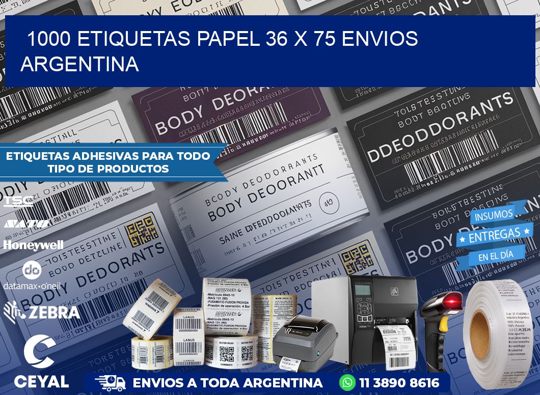 1000 ETIQUETAS PAPEL 36 x 75 ENVIOS ARGENTINA