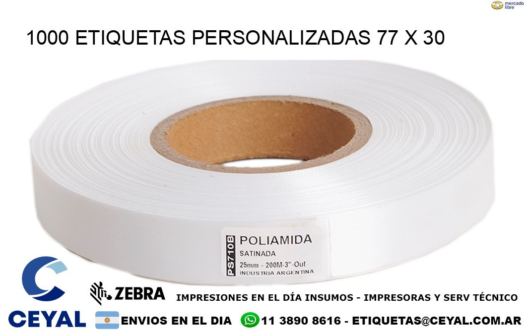 1000 ETIQUETAS PERSONALIZADAS 77 x 30