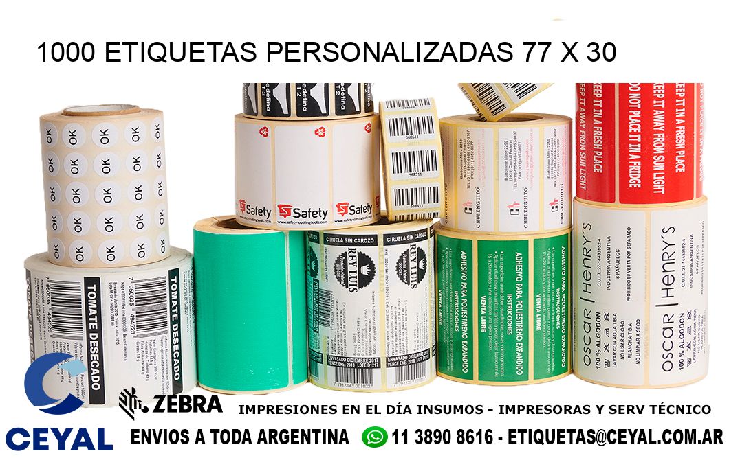 1000 ETIQUETAS PERSONALIZADAS 77 x 30