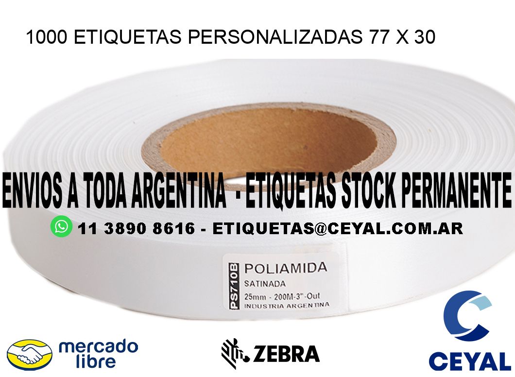 1000 ETIQUETAS PERSONALIZADAS 77 x 30