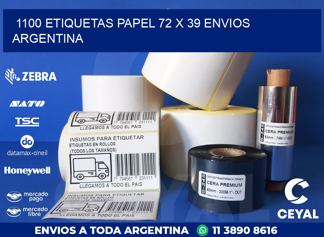 1100 ETIQUETAS PAPEL 72 x 39 ENVIOS ARGENTINA