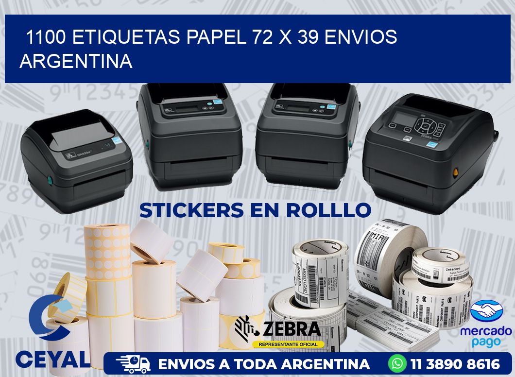 1100 ETIQUETAS PAPEL 72 x 39 ENVIOS ARGENTINA