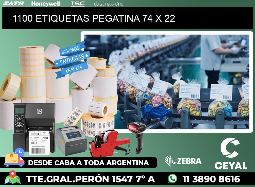 1100 ETIQUETAS PEGATINA 74 x 22